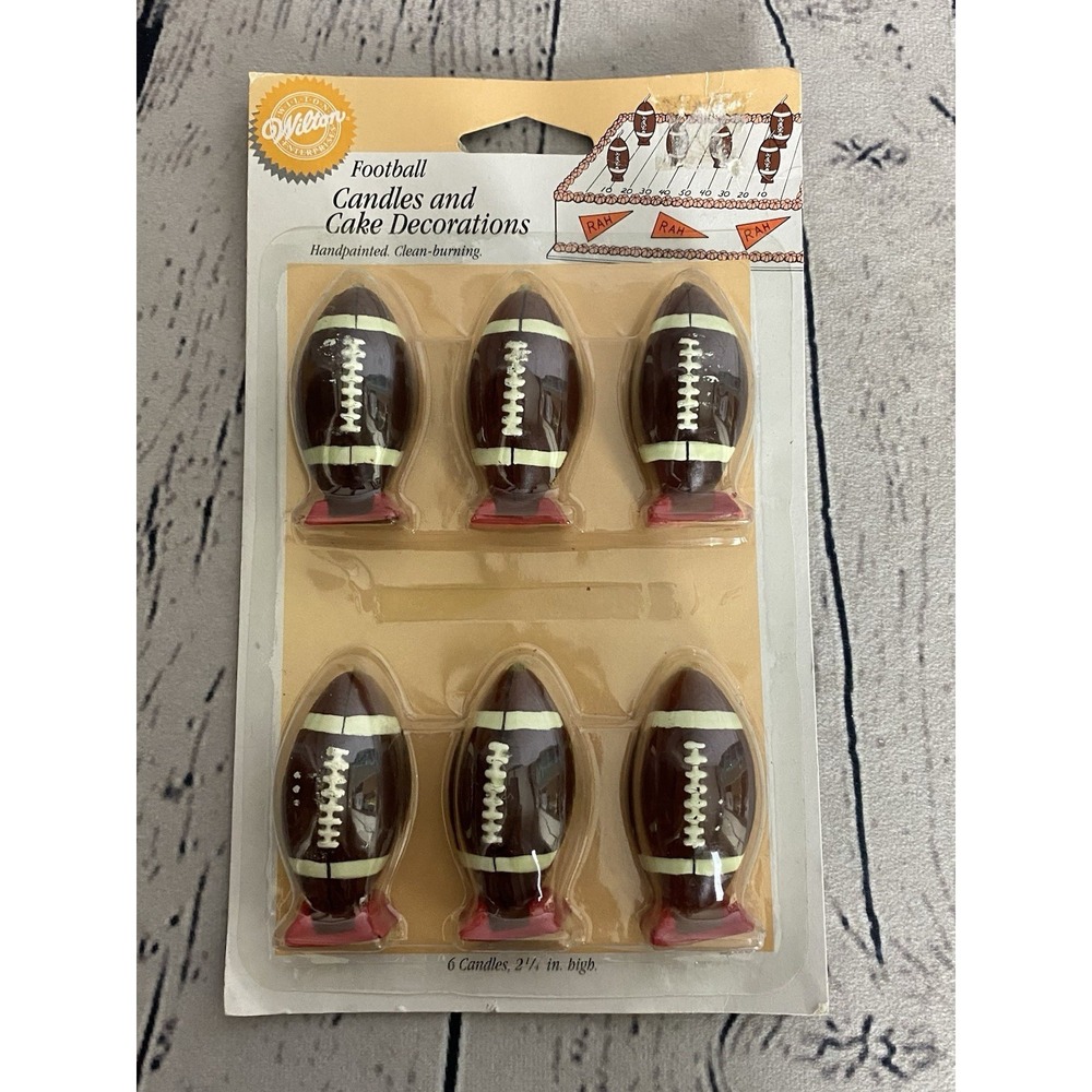 Vintage 1998 Football Candles by Wilton (6) NFL Superbowl Birthday 2"x1" New NOS